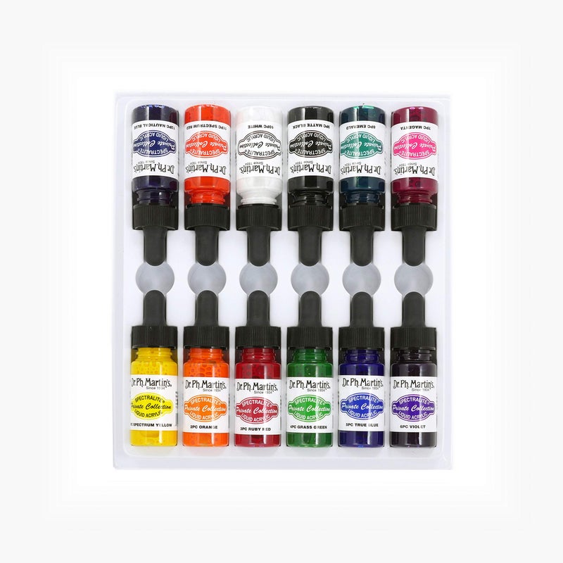 Dr. Ph. Martin's Spectralite Private Collection Liquid Acrylics Bottles, 0.5 oz, Set of 12 (Set 1) - Image 2